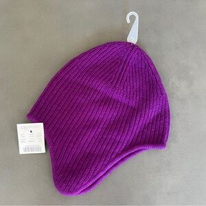 NWT Crewcuts Girl's Purple Fisherman Rib Knit Hat Wool Cashmere Blend Sz 2-4 S-M